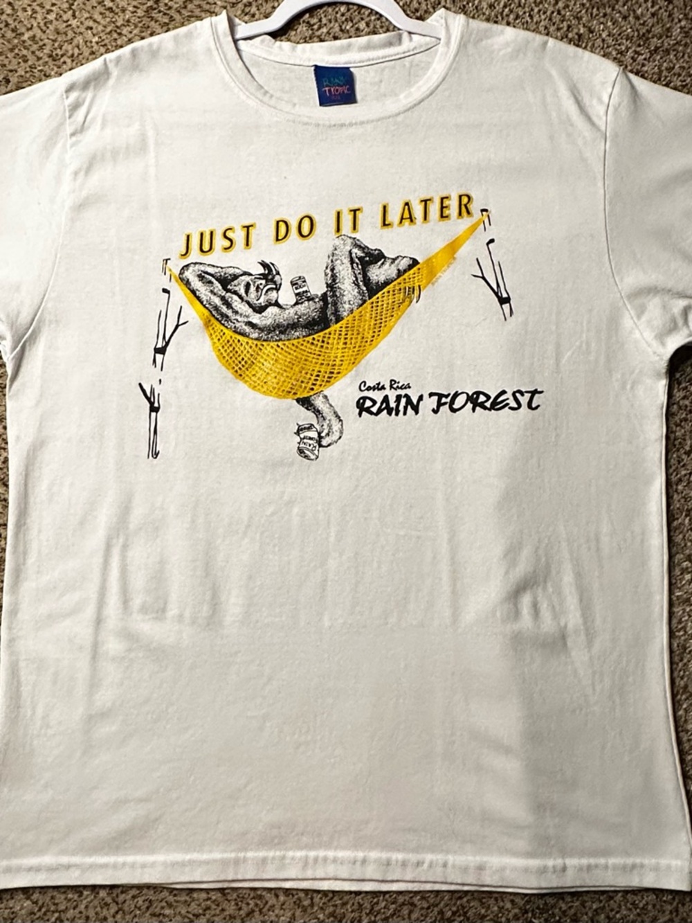 White "Just Do It Later" Costa Rica Rain Forest Graphic Tee